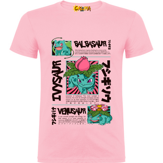 🌿  Camiseta algodón – Bulbasaur Roots - Adultos y Niños