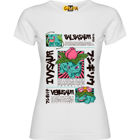 🌿 Camiseta algodón Mujer – Bulbasaur Roots - Adultos y Niñas