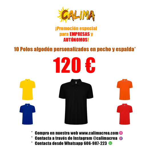 10 polos de algodón personalizados por solo 120 €