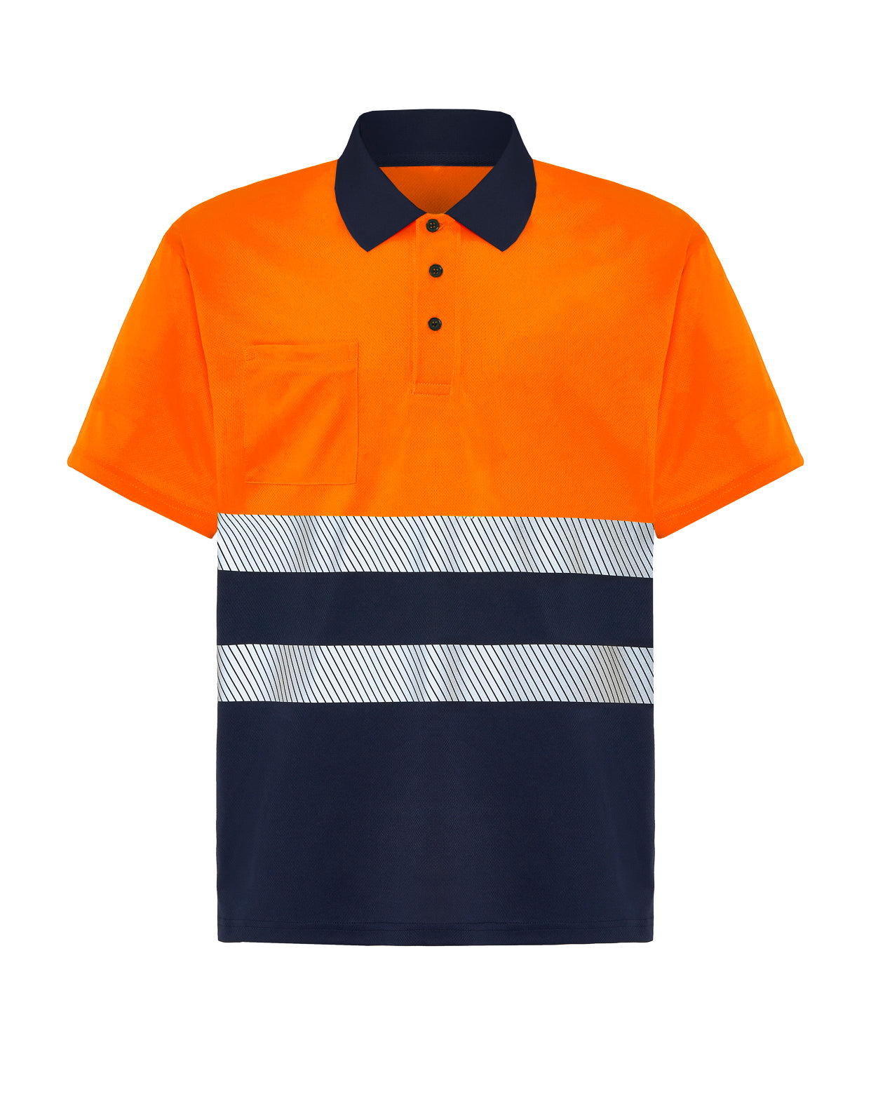 Polo Manga Corta - Navy / Orange Fluor