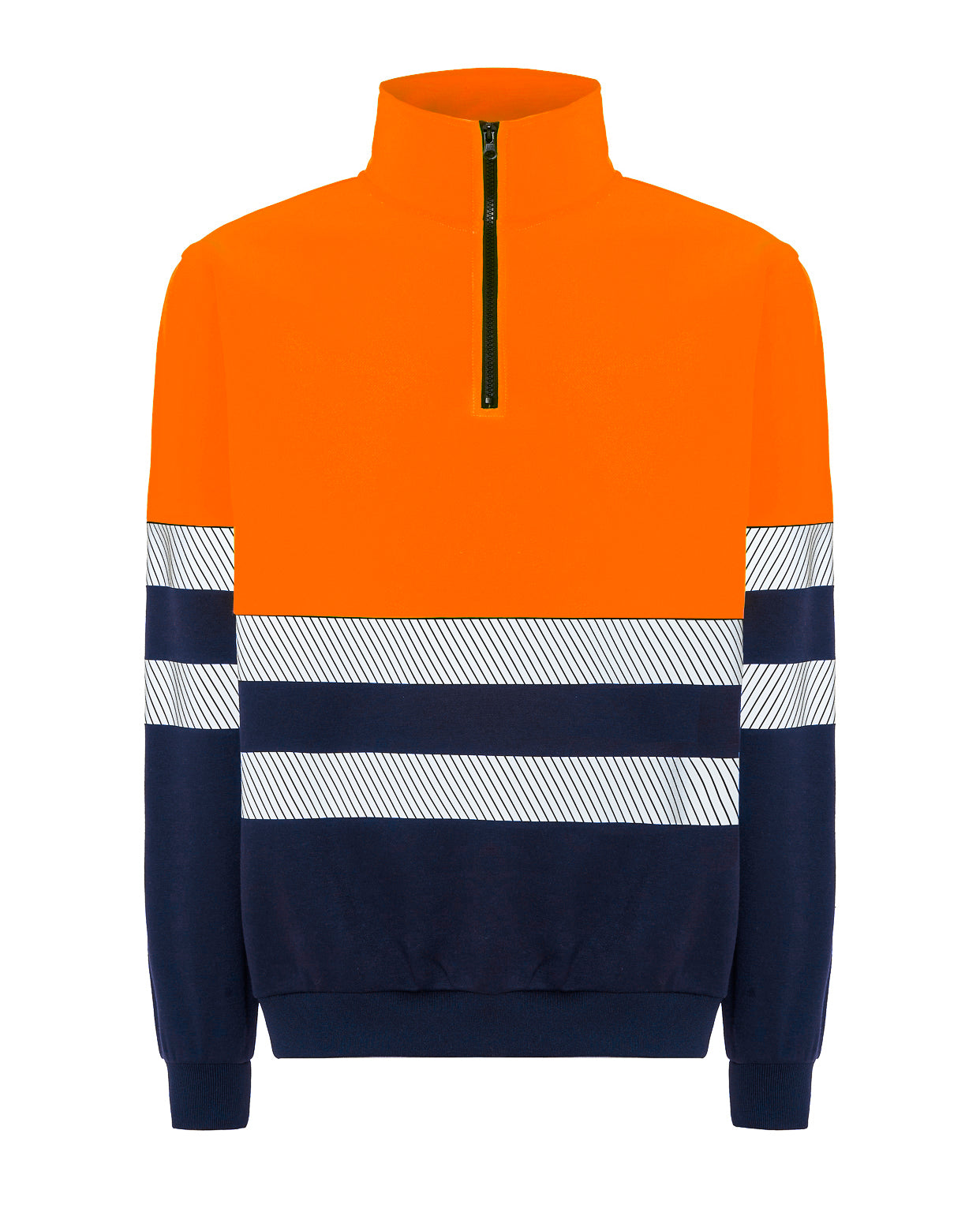 Sudadera Media Cremallera - Navy / Orange Fluor