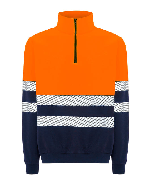 Sudadera Media Cremallera - Navy / Orange Fluor