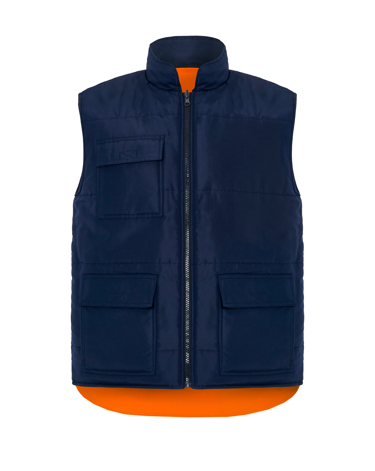 Chaleco Acolchado Reversible - Navy / Orange Fluor
