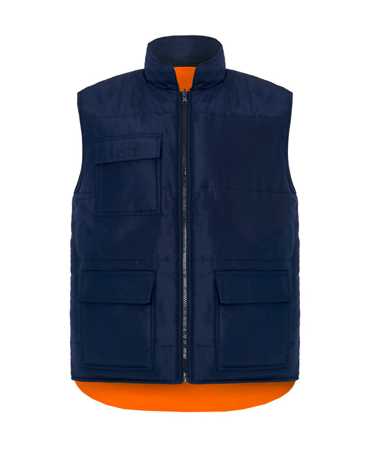 Chaleco Acolchado Reversible - Navy / Orange Fluor