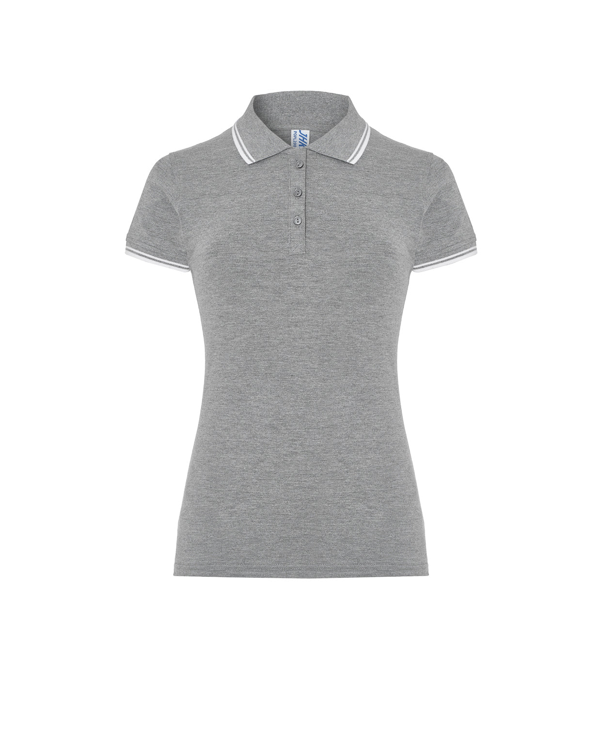 Regular Polo Lady - Grey Melange / White